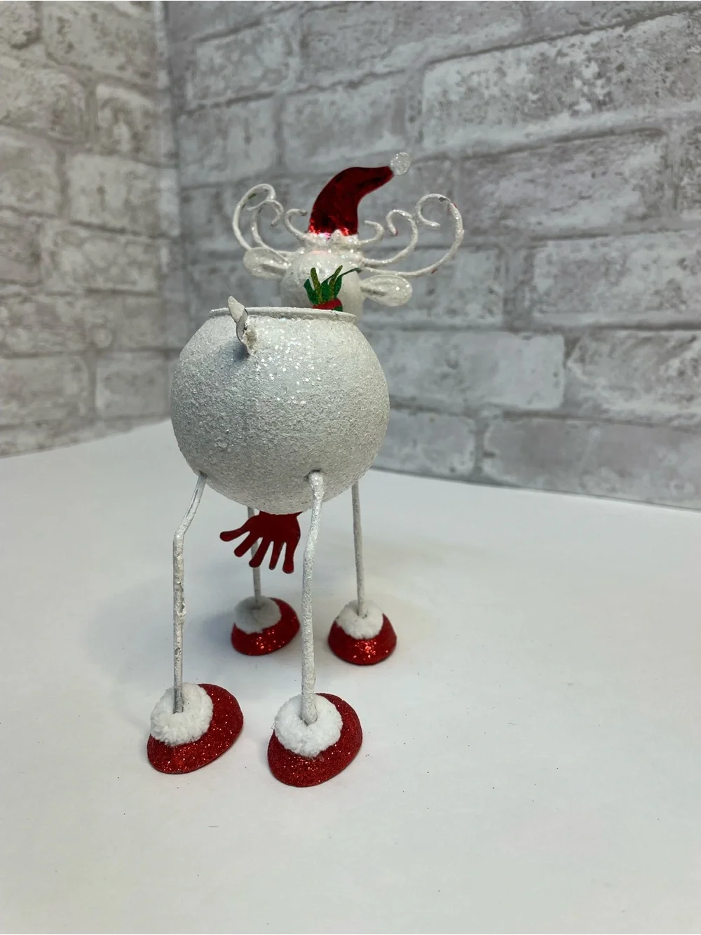 Pier One Imports Christmas Reindeer Retired Rare Tea Light Holder Metal HTF 7”